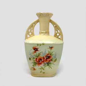 Antique Austrian Art Nouveau Vase - Red Poppies