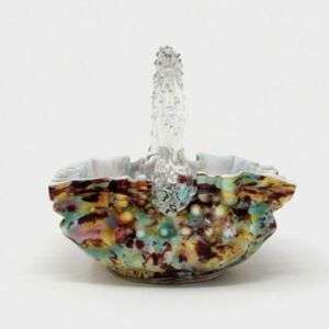 Bohemian Splatter Confetti Hand Blown Glass Basket