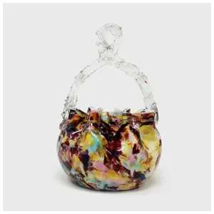 Bohemian Splatter Confetti Hand Blown Glass Basket
