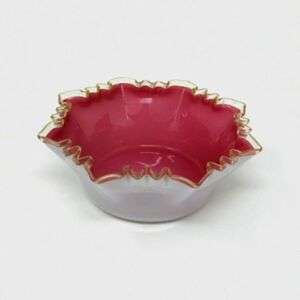 Victorian Pink Cased Art Glass Brides Basket Bowl