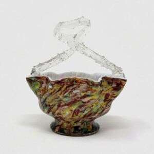 Bohemian Confetti Hand Blown Glass Basket With Thorn Handel