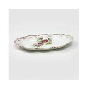 R.S. Prussia Porcelain Relish Dish With Decorated Flowers