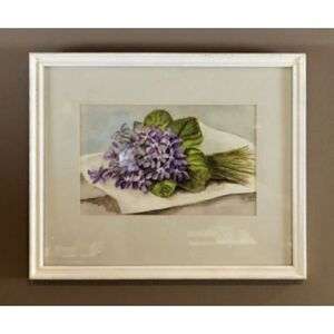 Watercolor Still Life Of Purple Flowers By Flora Moody 1962