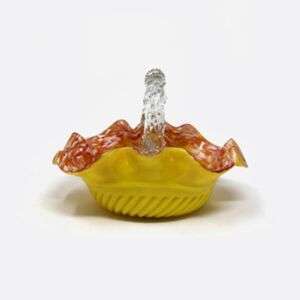 Art Glass Basket With Thorn Handel