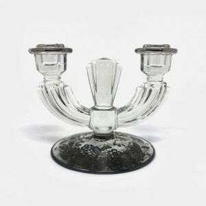 Tiffin Art Deco Candle Holder With Silver Overlay