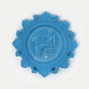 Antique Westmoreland  Blue Opaline Glass Plate - Venus and Cupid