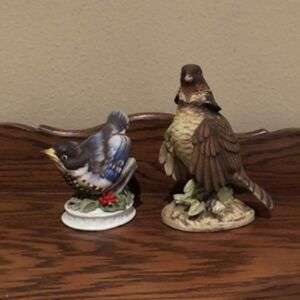 Pair Of Lefton Hand Painted Japan Bird Figurines