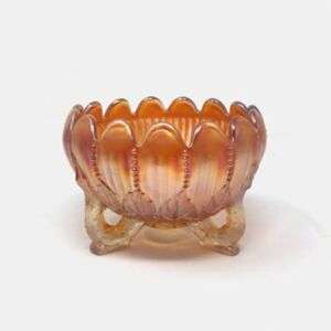 Northwood Marigold Carnival Glass Footed Rose Bowl