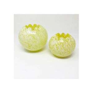 Pair Of Antique Victorian Yellow Splatter Art Glass Rose Bowls