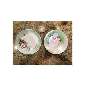 Pair Of Antique Stouffer And Pickard Hand Painted Porcelain Plates