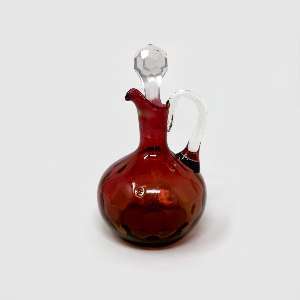 Antique Victorian Amberina Glass Coinspot Cruet Applied Handle Polished Pontil 6.5"