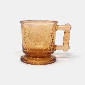 Vintage Degenhart Glass Peacock and Stork Childs Mug