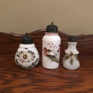 Antique Victorian Milk Glass Shakers