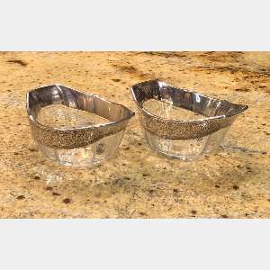 Pair Of Heisey Cut Glass Bowls With Sterling Overlay
