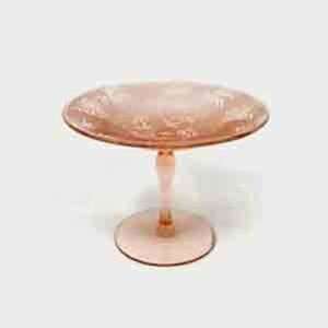  Fostoria Iridescent Pink Glass Brocade Palm Compote c. 1928