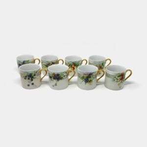 Set Of 8 Hand Painted Porcelain Mugs