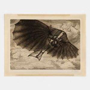 Signed Etching By Michael L. Jacques 	“Lilienthal: Riding the Wind”