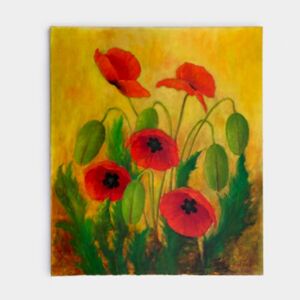 Oil Painting On Canvas Of Red Poppies