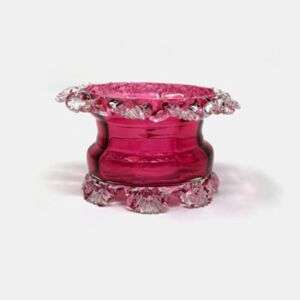 Antique French Cranberry Glass Candle Holder