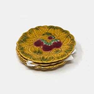 Set Of 4 Vintage Sarreguemines French Majolica Plates