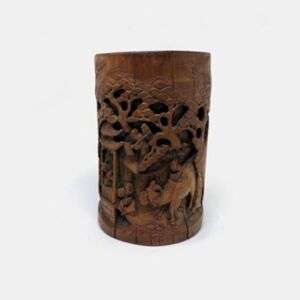 Museum-Quality Antique Chinese Deep Relief Carved Bamboo Brush Pot (Bitong)