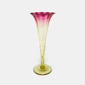 Antique Victorian Ribbed Amberina Trumpet Vase