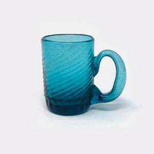 Turquoise Swirl Hand Blown Glass Mug