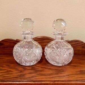 Pair Of Cut Crystal Perfume Bottles