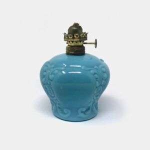 Antique EAPG Blue Glass Oil Lamp