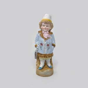 Antique German Bisque Figurine - Boy With Flowered Coat