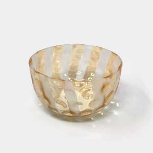 Antique 1880s "Midwestern Pomona" Frosted Striped Thumbprint Glass Bowl