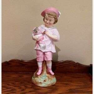 German Bisque Figurine - Girl With Cat