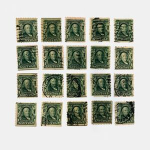 Set Of 20 Antique One Cent Used Benjamin Franklin Stamps Scott # 300