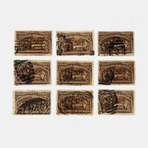 Set Of 9 Antique 1893 5c Columbian Commemorative US Stamps
