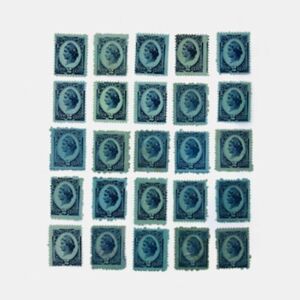 Set Of 25 Antique Lady Liberty 2c US Internal Revenue Stamps