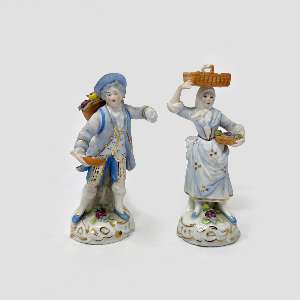 Pair Of Antique German Sitzendorf Porcelain Figurines