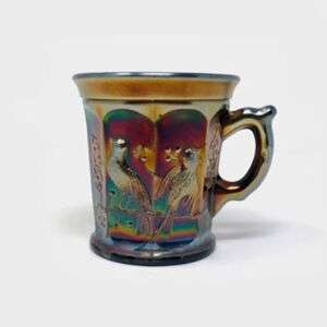 Antique Northwood Singing Birds Amythyst Carnival Glass Cup