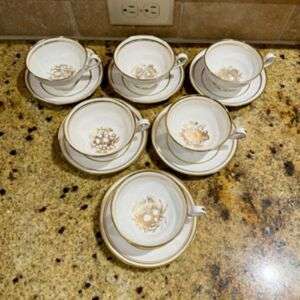6 Spode Golden Harvest Tea Cups