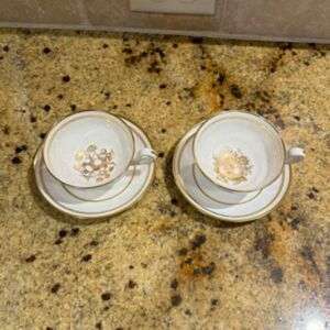 2 Spode Golden Harvest Tea Cups