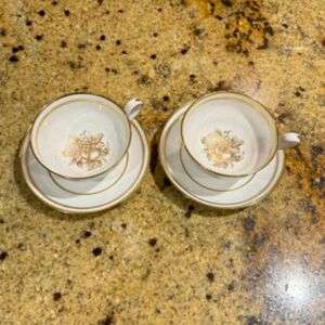 2 Spode Golden Harvest Tea Cups