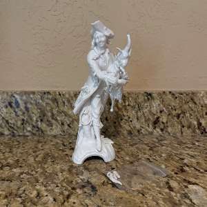 Antique KPM Berlin Blanc de Chine Porcelain Figurine - Shepherd with Goat - 8.5"