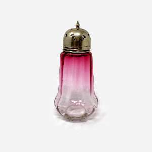 Antique Cranberry Glass Sugar Shaker | Fluted Panel Muffineer