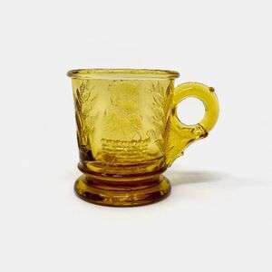 Moser Yellow Glass Mug - Cat In A Basket And Dog In A Drum