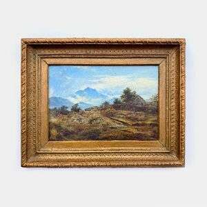 Antique 1865 Landscape Painting In A Gold Frame