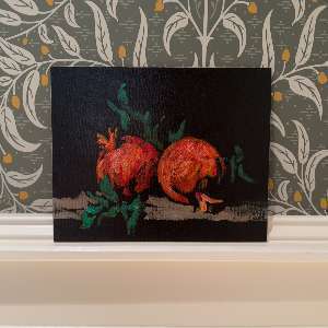  Original Still Life Oil Painting of Pomegranates 