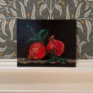  Original Still Life Oil Painting of Pomegranates 