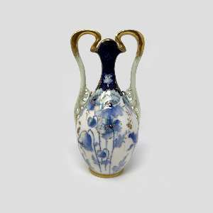 Antique Blue Turn Teplitz Bohemia RStK Gold Gilt Raised Flowers 9