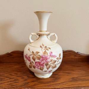 Antique 1884 Royal Worcester Blush Ivory Floral Vase