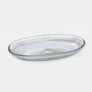 Antique Heisey Glass Banded Flute Oval Dish