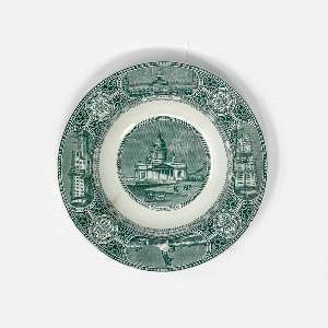  Rare Antique Alcock St. Petersburgh Transferware Bowl - 10.5" Green c.1866 